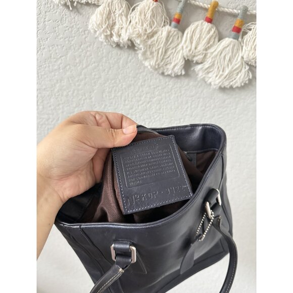 Vintage Coach Bonnie Legacy Slim Leather Shoulder Handbag Y2k Navy 9422 - Picture 8 of 9